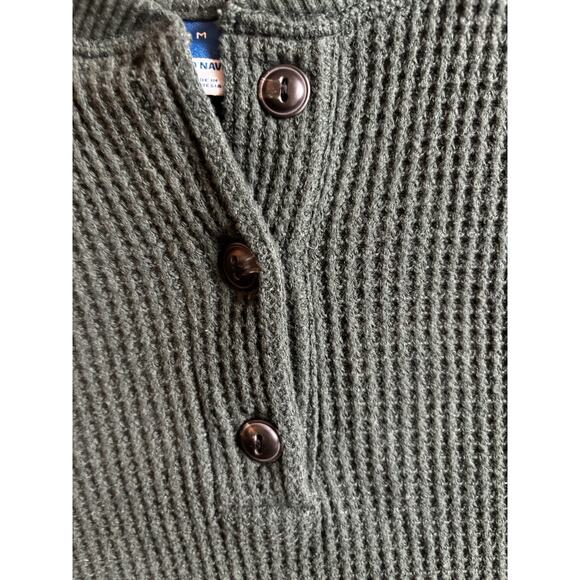 Old Navy Hunter Green Cropped Thermal Henley Tee Small - Picture 3 of 5